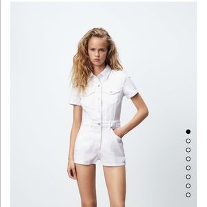 Zara White Denim Jumpsuit (XS)